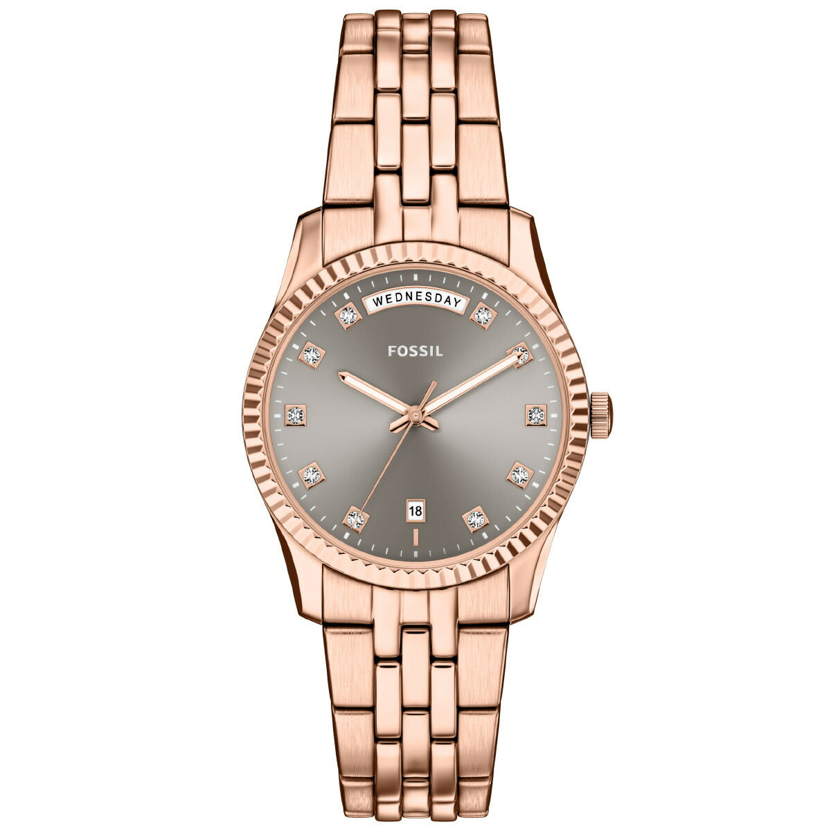フォッシル FOSSIL 腕時計 レディース SCARLETTE 三針デイデイト ローズゴールドトーン ステンレススチール ES5459【2026 新作】