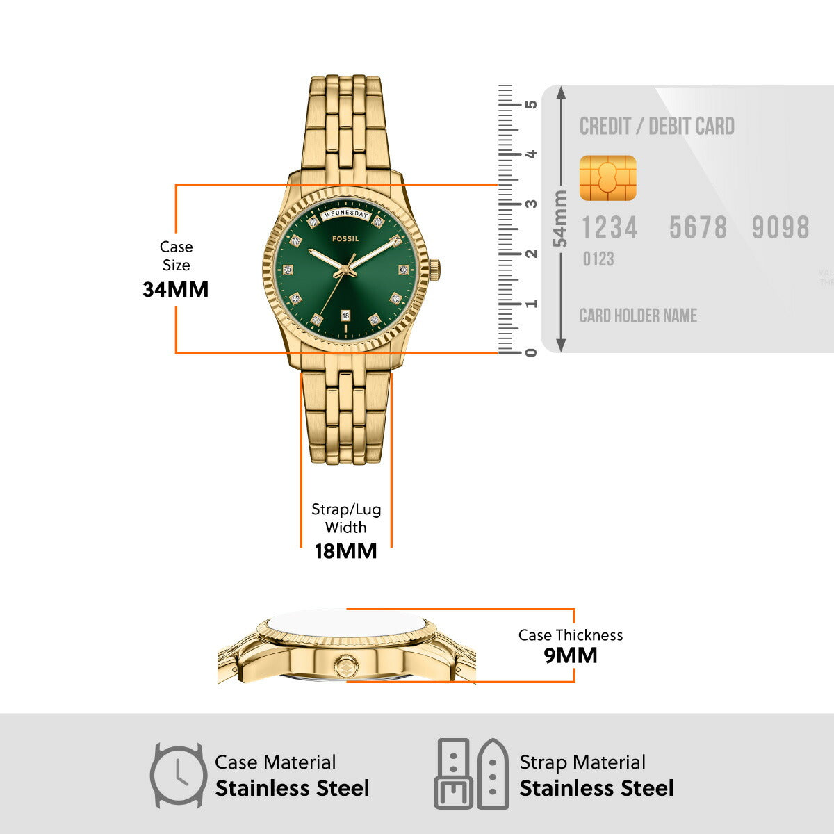 フォッシル FOSSIL 腕時計 レディース SCARLETTE 三針デイデイト ゴールドトーン ステンレススチール ES5460【2026 新作】
