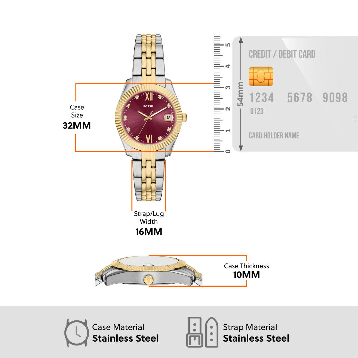 フォッシル FOSSIL 腕時計 レディース SCARLETTE 三針デイト ツートーン ステンレススチール ES5461【2026 新作】