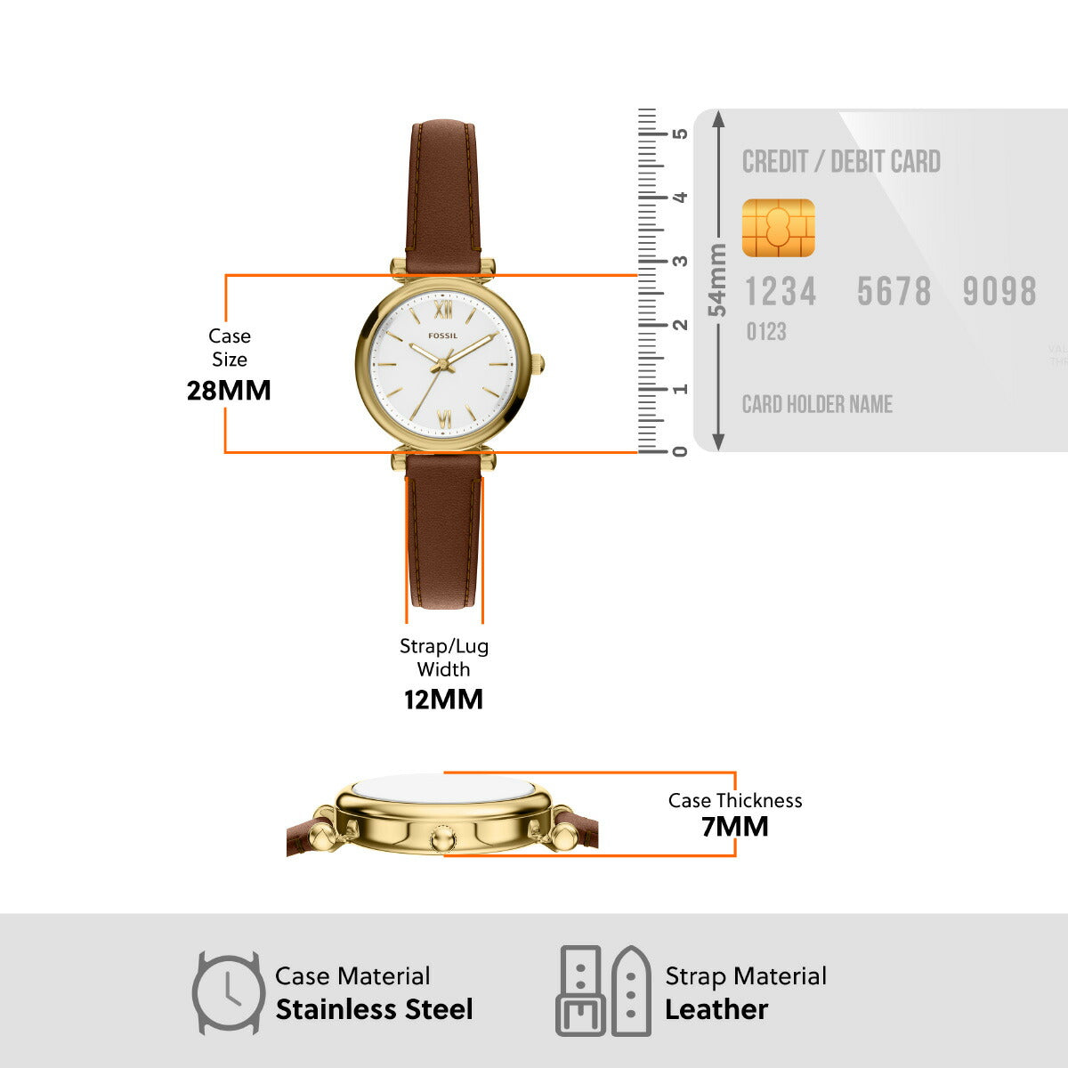 フォッシル FOSSIL 腕時計 レディース CARLIE MINI 三針 ブラウンレザー ES5464【2026 新作】