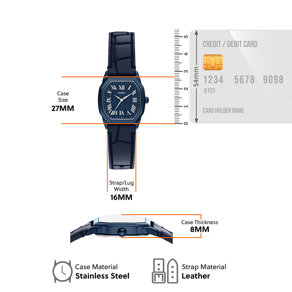 フォッシル FOSSIL 腕時計 レディース HARLOW 三針 ネイビー レザーウォッチ ES5481【2026 新作】