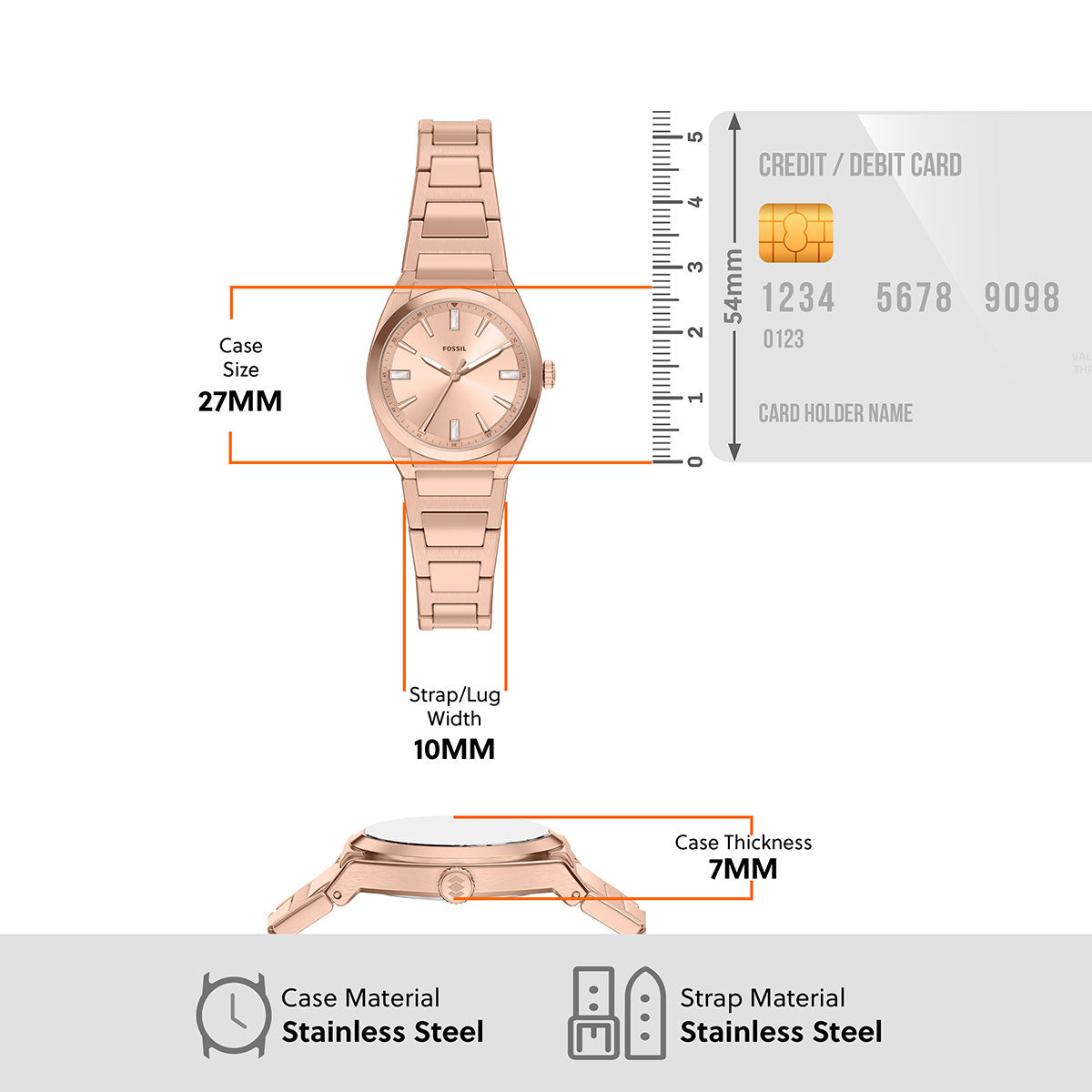 フォッシル FOSSIL 腕時計 レディース EVERETT アナログ ローズゴールドトーン ステンレススチールウォッチ ES5491【2026新作】