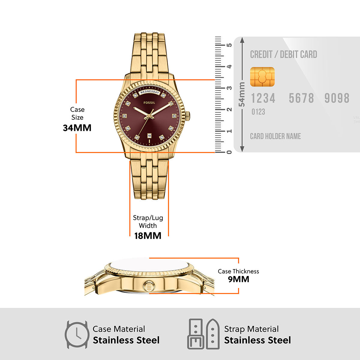 フォッシル FOSSIL 腕時計 レディース SCARLETTE デイデイト アナログ ゴールドトーン ステンレススチールウォッチ ES5514【2026新作】