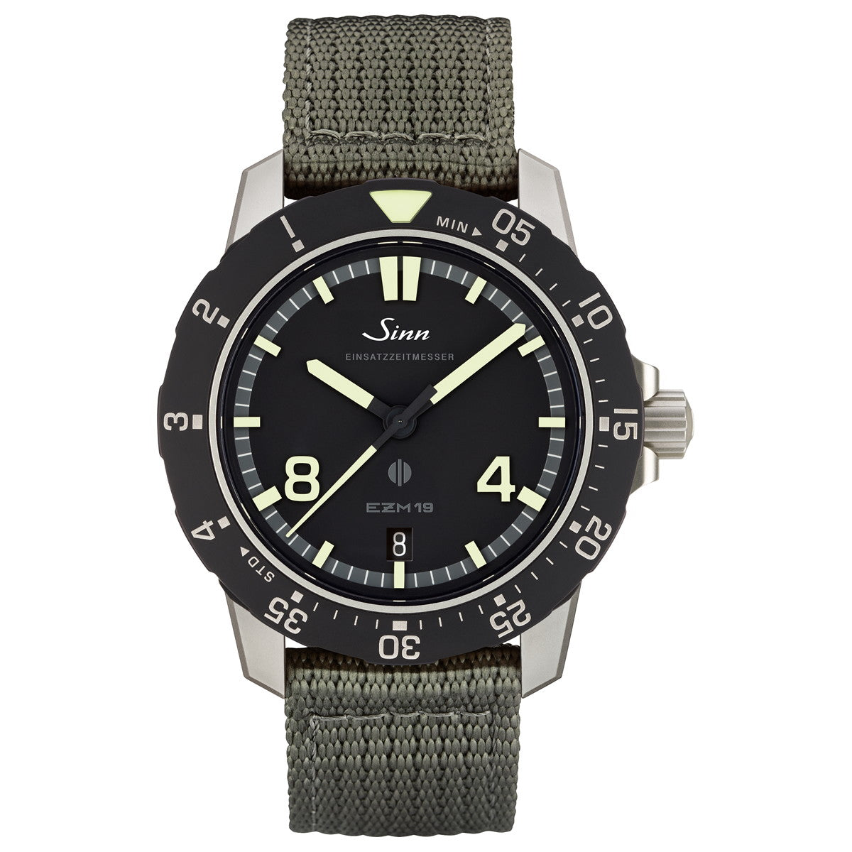 Sinn ジン EZM19 自動巻き 腕時計 メンズ Mission Timers EZM ミッションタイマー テキスタイルストラップ オリーブグレー ドイツ製