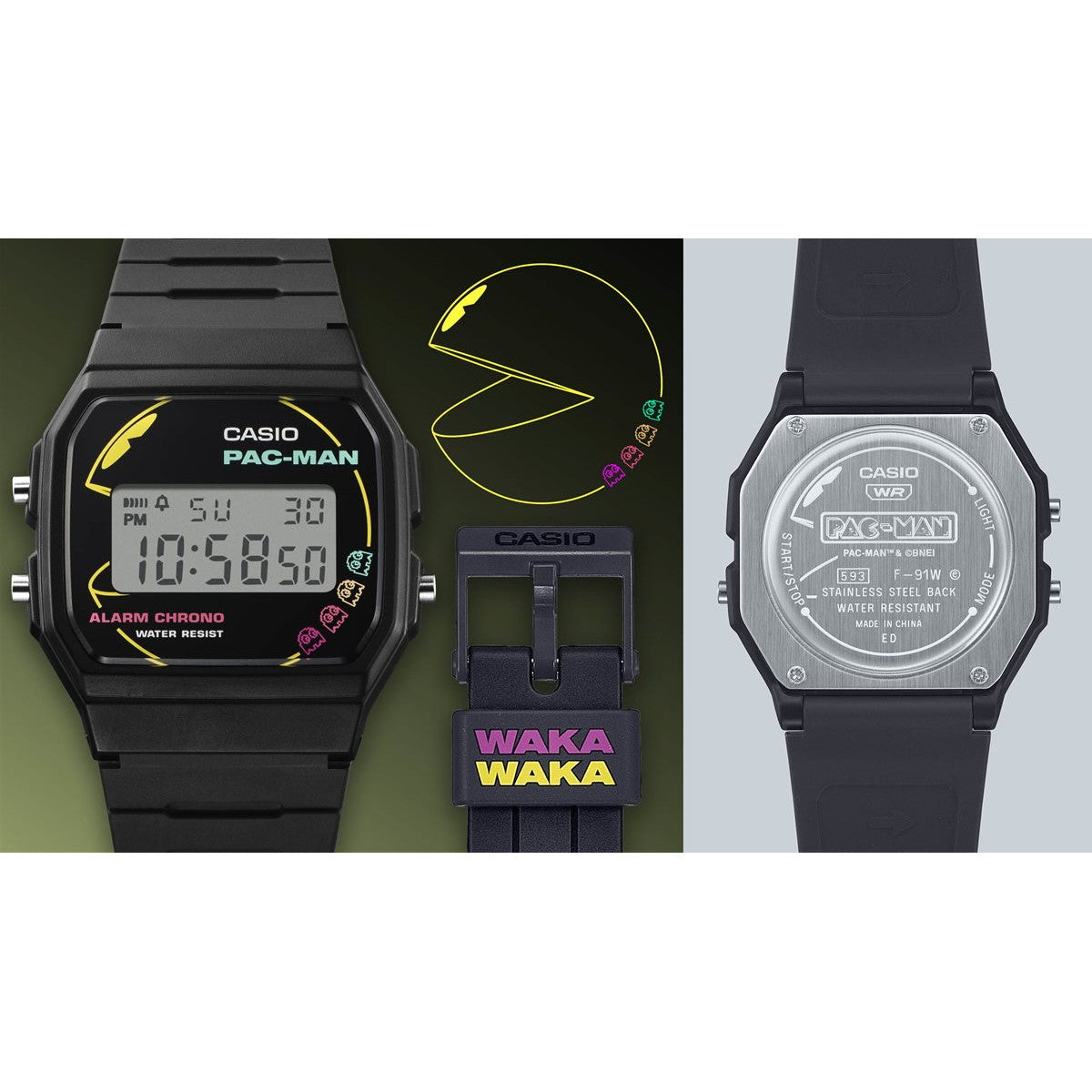 カシオ クラシック CASIO CLASSIC パックマン コラボ デジタル 腕時計 F-91WPC-1AJR PAC-MAN【2024 新作】