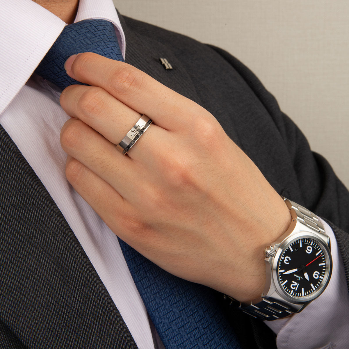Sinn Ring ジン リング 指輪 イエローゴールドK14 ミル加工 ヘアライン仕上げ F10504/60H15K14YGH【60回分割手数料無料！】