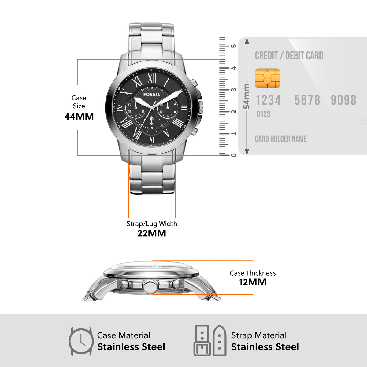 フォッシル FOSSIL 腕時計 メンズ GRANT クロノグラフ ステンレススチールウォッチ FS4736