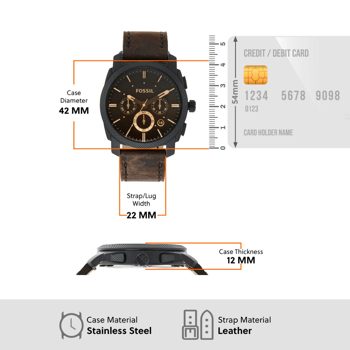 フォッシル FOSSIL 腕時計 メンズ MACHINE クロノグラフ ダークブラウンレザーウォッチ ブレスレットボックスセット FS5251SET