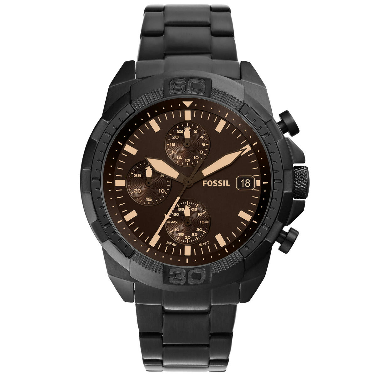 フォッシル FOSSIL 腕時計 メンズ BRONSON クロノグラフ ブラック ステンレススチールウォッチ FS5851