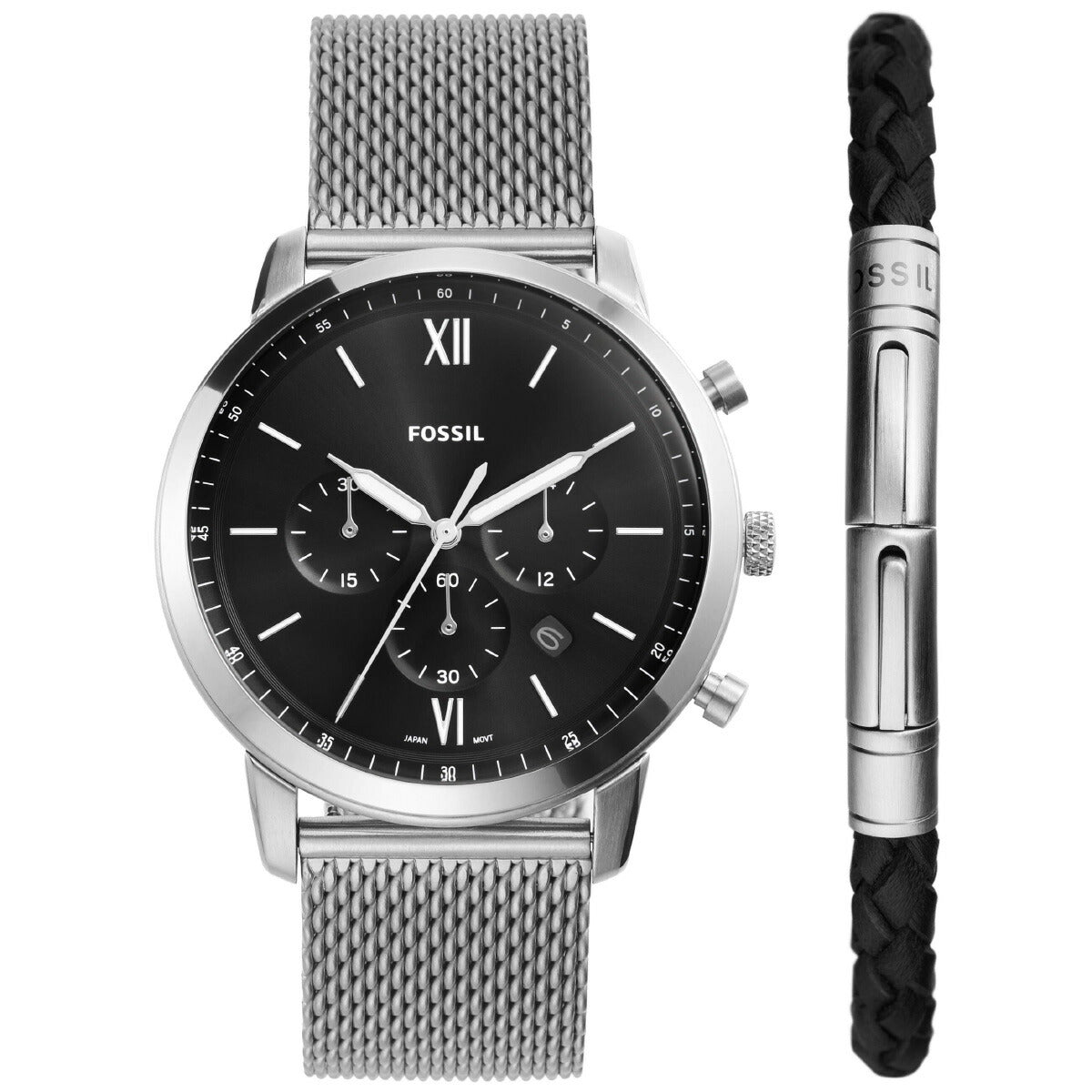 フォッシル FOSSIL 腕時計 メンズ NEUTRA クロノグラフ ステンレススチールメッシュウォッチ＆ブレスレット ボックスセット FS6021SET