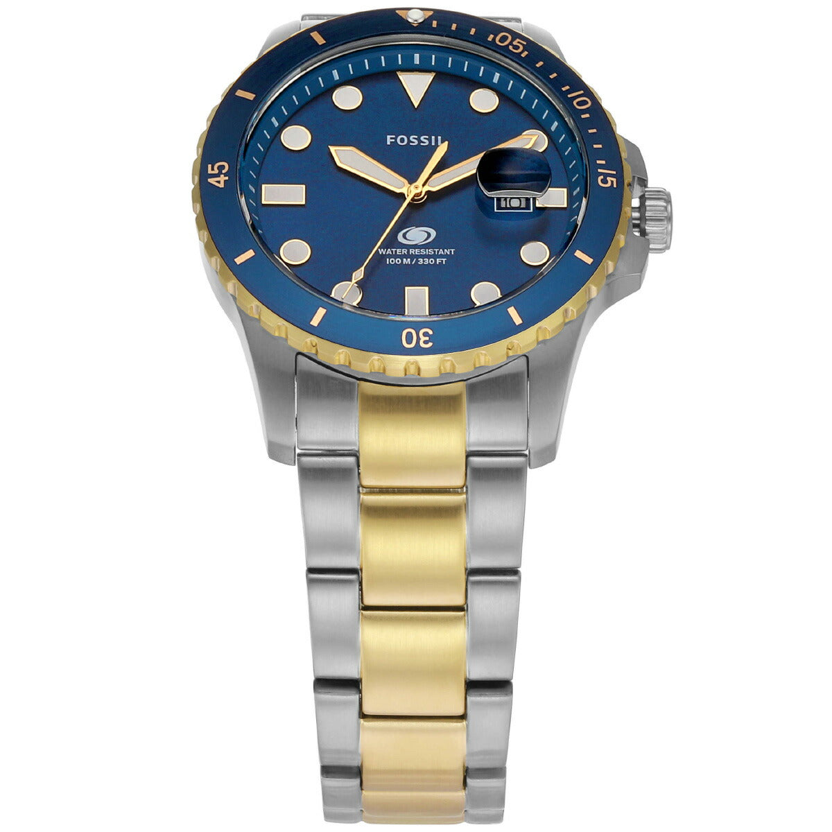 フォッシル FOSSIL 腕時計 メンズ FOSSIL BLUE DIVE 三針デイト ツートーン ステンレススチールウォッチ FS6034
