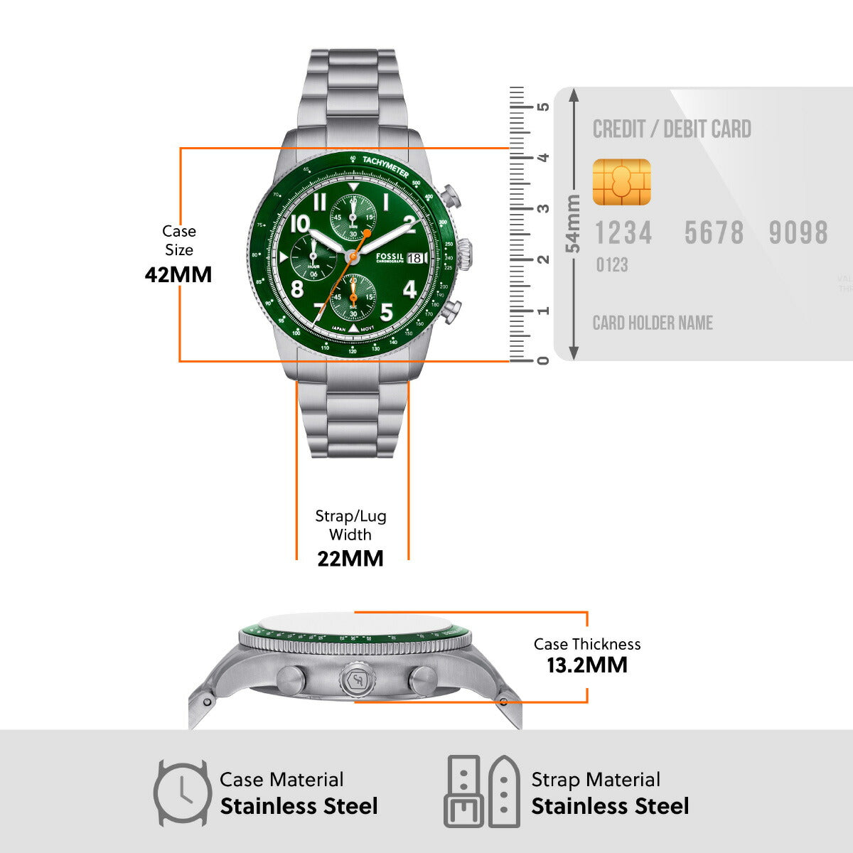 フォッシル FOSSIL 腕時計 メンズ SPORT TOURER クロノグラフ ステンレススチールウォッチ FS6048