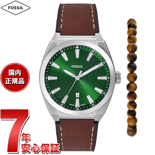フォッシル FOSSIL 腕時計 メンズ EVERETT 三針デイト ブラウン レザー ウォッチ&ブレスレットセット FS6080SET
