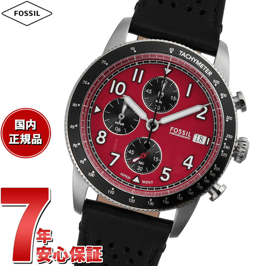 フォッシル FOSSIL 腕時計 メンズ SPORT TOURER クロノグラフ ブラック レザーウォッチ FS6086