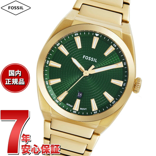 フォッシル FOSSIL 腕時計 メンズ EVERETT 三針デイト ゴールドトーン ステンレススチールウォッチ FS6090