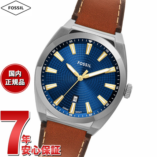フォッシル FOSSIL 腕時計 メンズ EVERETT 三針デイト ブラウン レザーウォッチ FS6115【2025 新作】