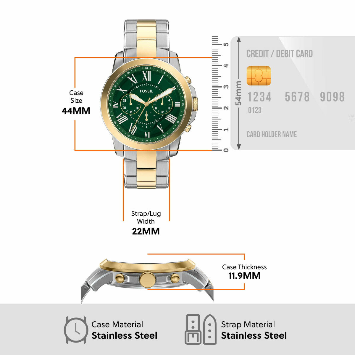 フォッシル FOSSIL 腕時計 メンズ GRANT クロノグラフ ツートーン ステンレススチールウォッチ FS6131【2025 新作】