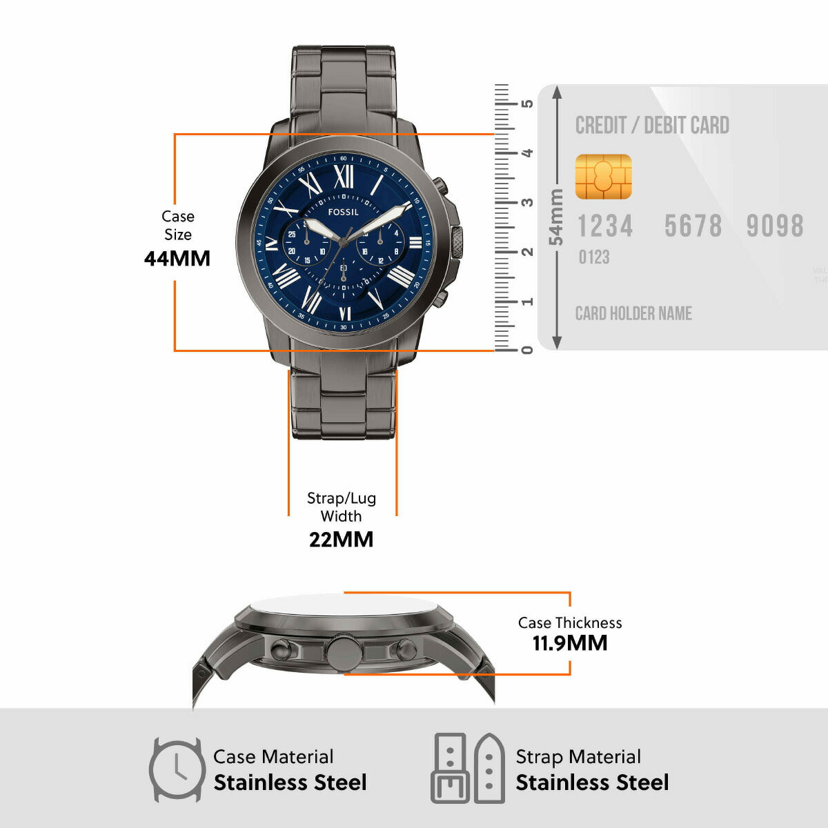 フォッシル FOSSIL 腕時計 メンズ GRANT クロノグラフ ガンメタル ステンレススチールウォッチ FS6133【2025 新作】