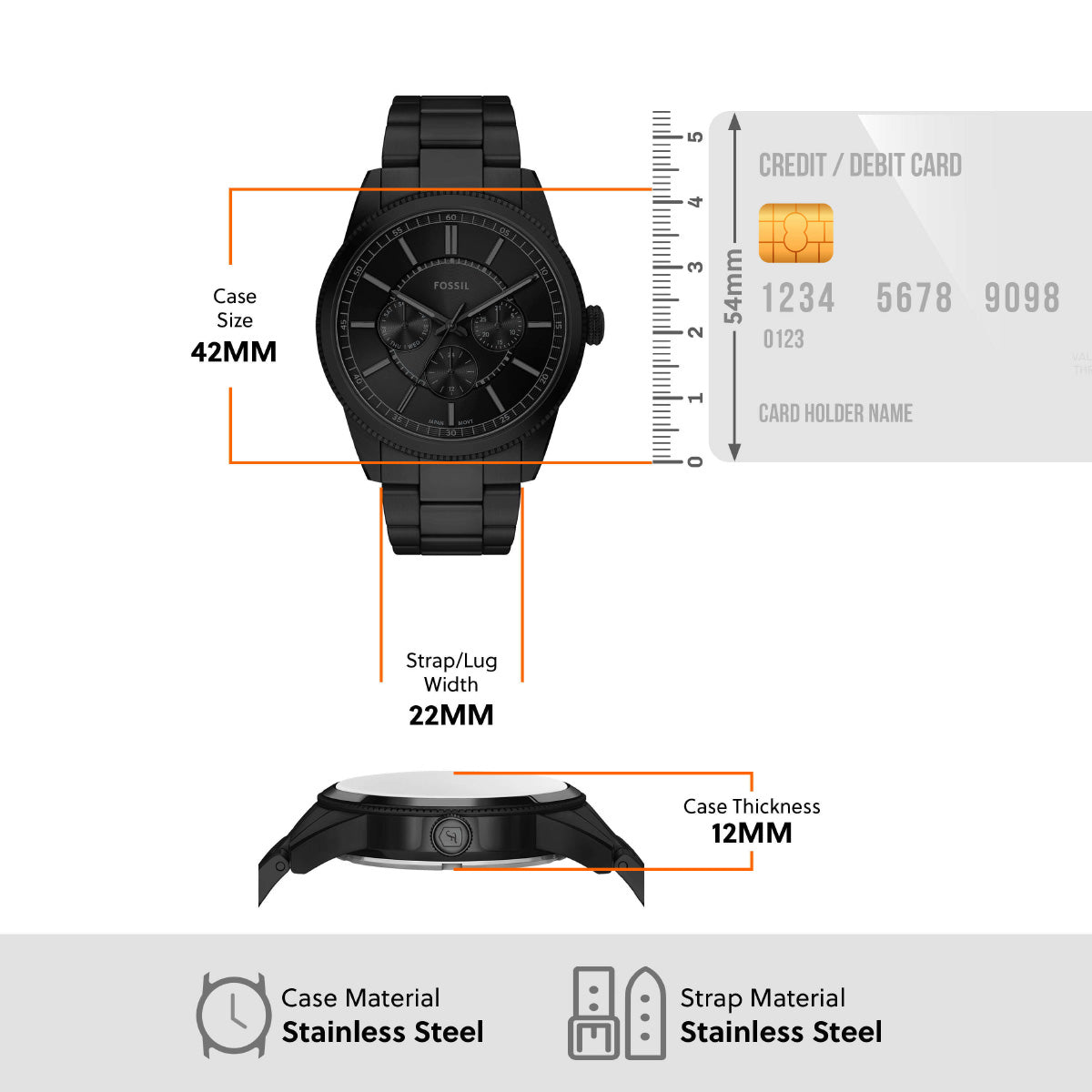 フォッシル FOSSIL 腕時計 メンズ PEARSON マルチファンクション ブラック ステンレススチールウォッチ FS6135【2025 新作】
