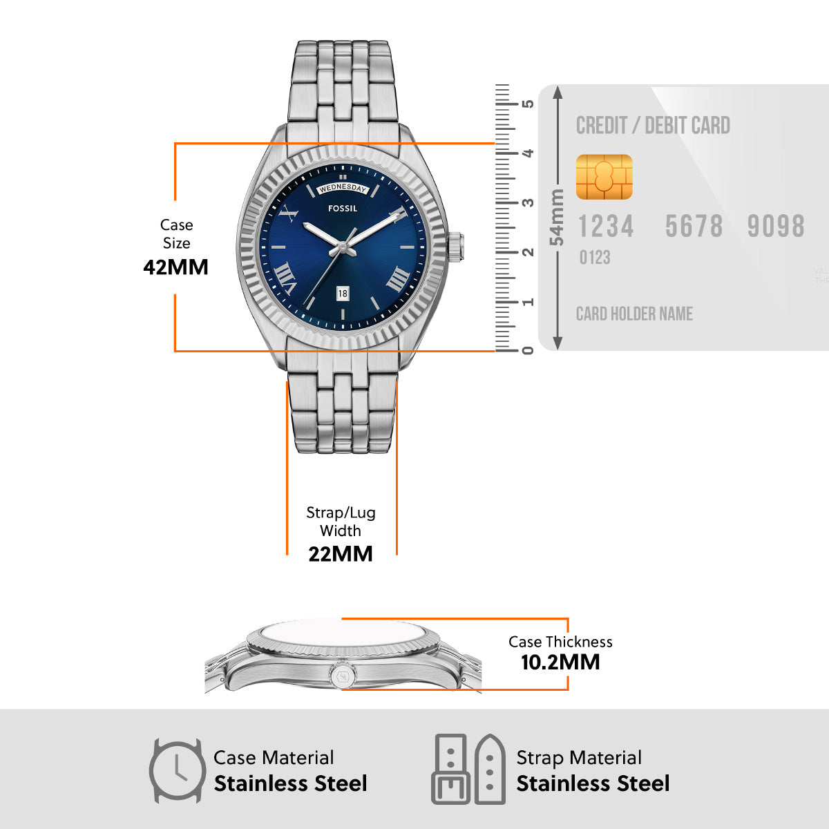 フォッシル FOSSIL 腕時計 メンズ CAMPBELL 三針 デイデイト ステンレススチールウォッチ FS6140