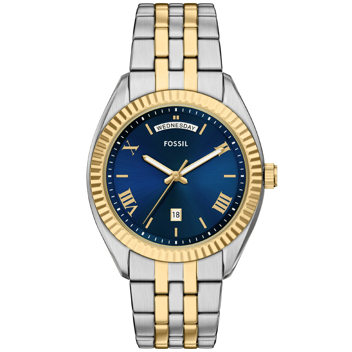 フォッシル FOSSIL 腕時計 メンズ CAMPBELL 三針 デイデイト ツートーン ステンレススチールウォッチ FS6141