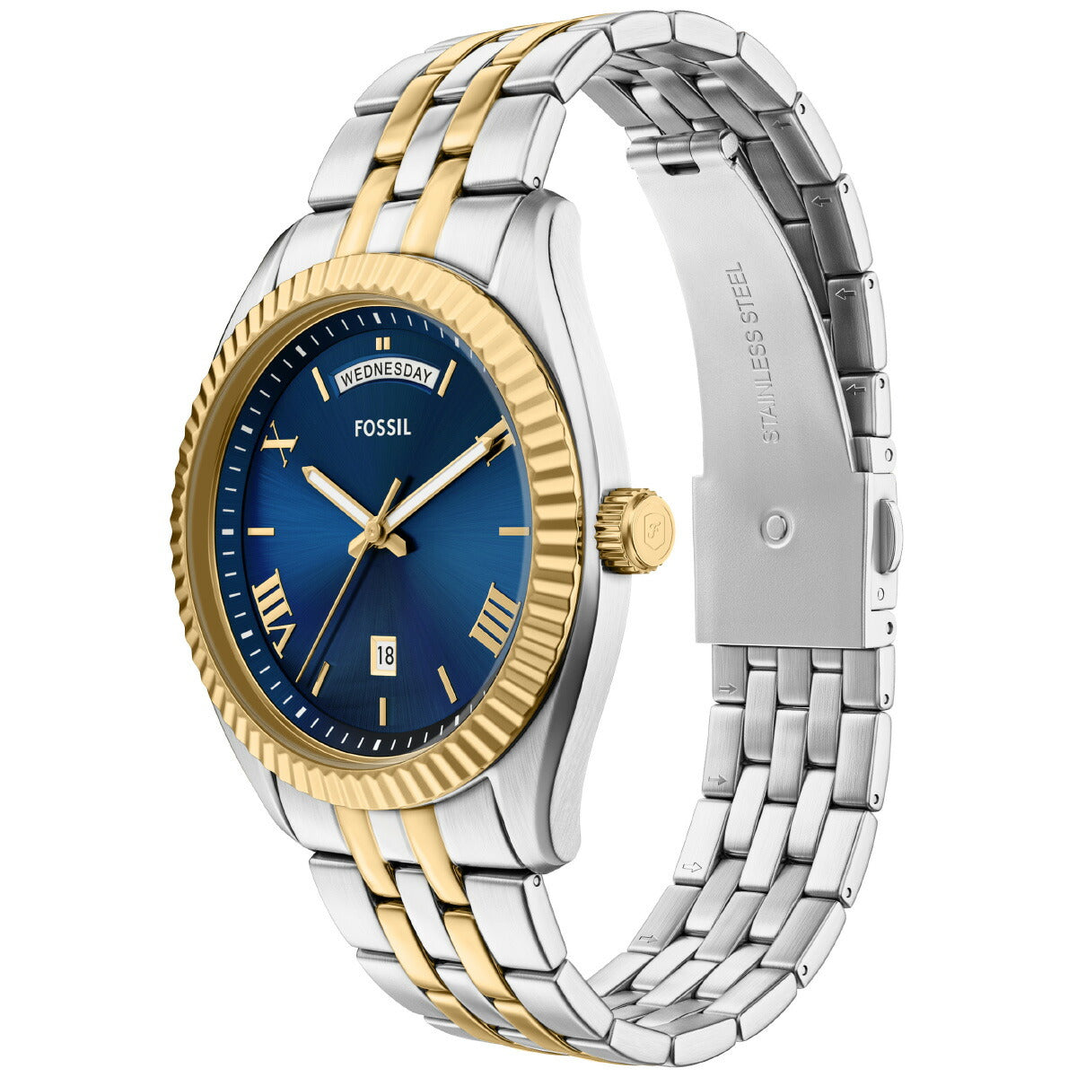 フォッシル FOSSIL 腕時計 メンズ CAMPBELL 三針 デイデイト ツートーン ステンレススチールウォッチ FS6141
