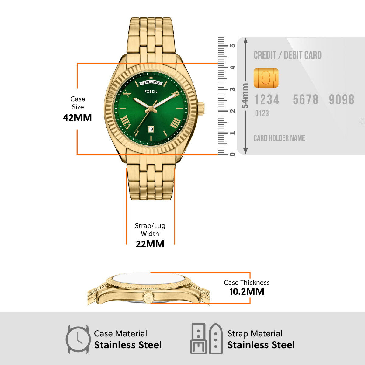 フォッシル FOSSIL 腕時計 メンズ CAMPBELL 三針 デイデイト ゴールドトーン ステンレススチールウォッチ FS6142【2025 新作】