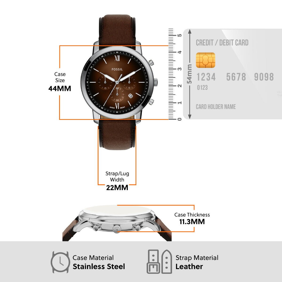 フォッシル FOSSIL 腕時計 メンズ NEUTRA クロノグラフ ブラウン レザーウォッチ FS6143【2025 新作】