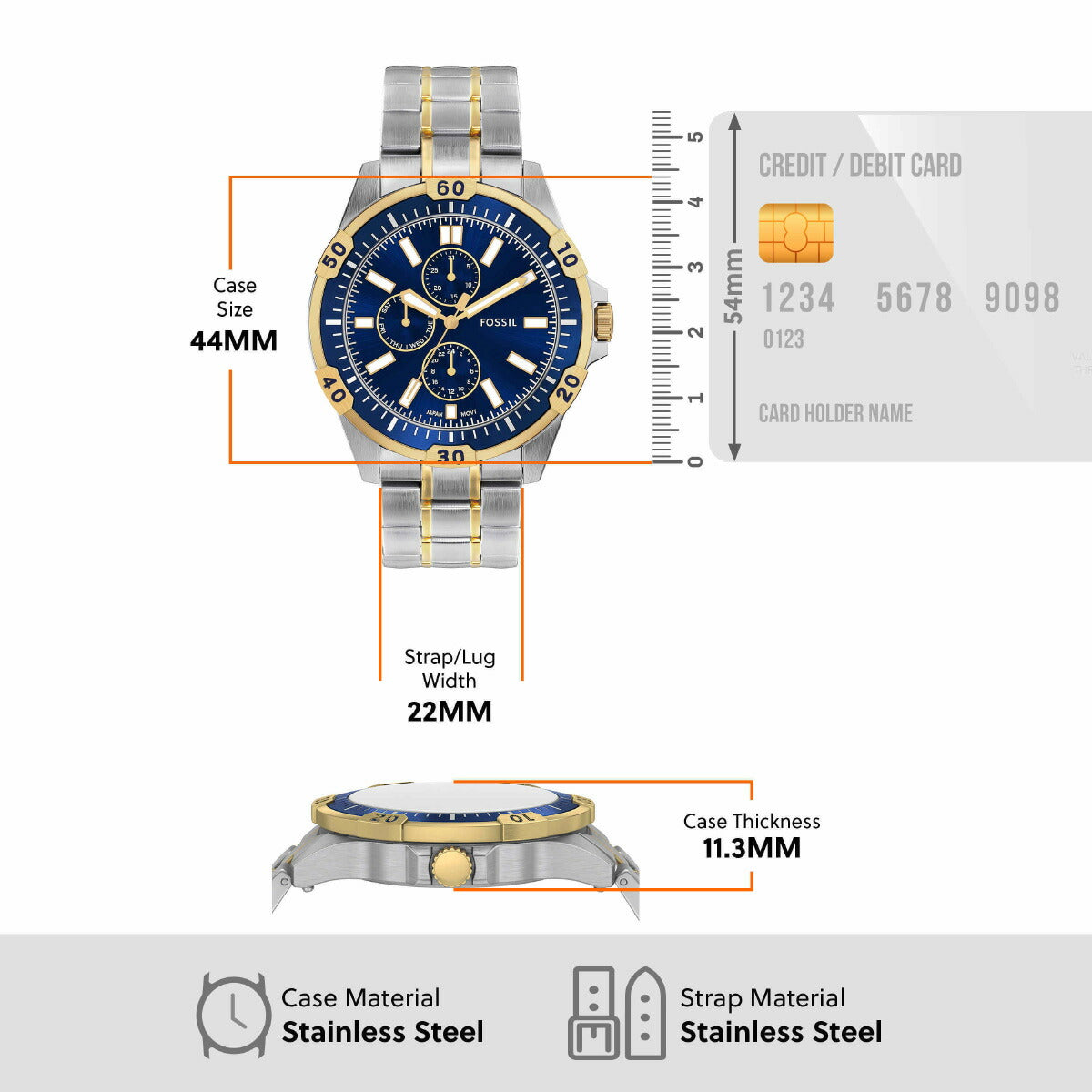 フォッシル FOSSIL 腕時計 メンズ GARRETT マルチファンクション ツートーン ステンレススチールウォッチ FS6146【2025 新作】