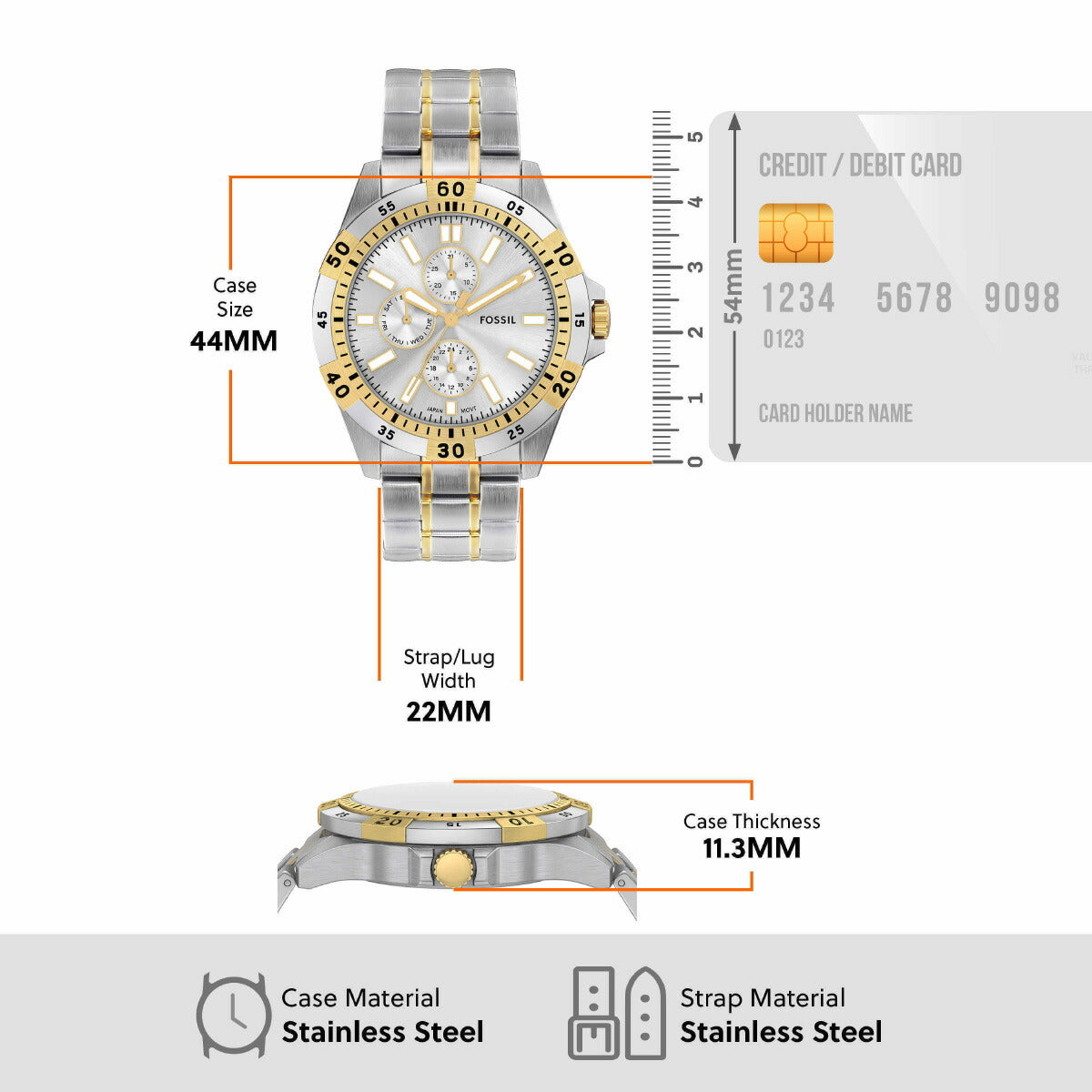 フォッシル FOSSIL 腕時計 メンズ GARRETT マルチファンクション ツートーン ステンレススチールウォッチ FS6148【2025 新作】