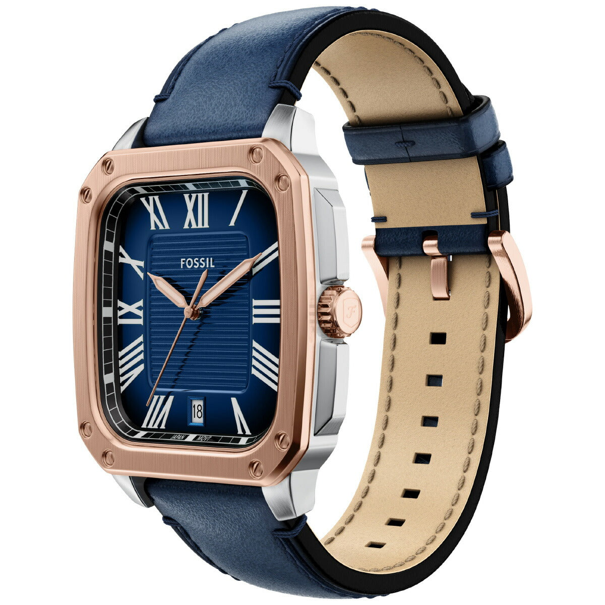 フォッシル FOSSIL 腕時計 メンズ CROSBY 三針 ブルー レザーウォッチ FS6149