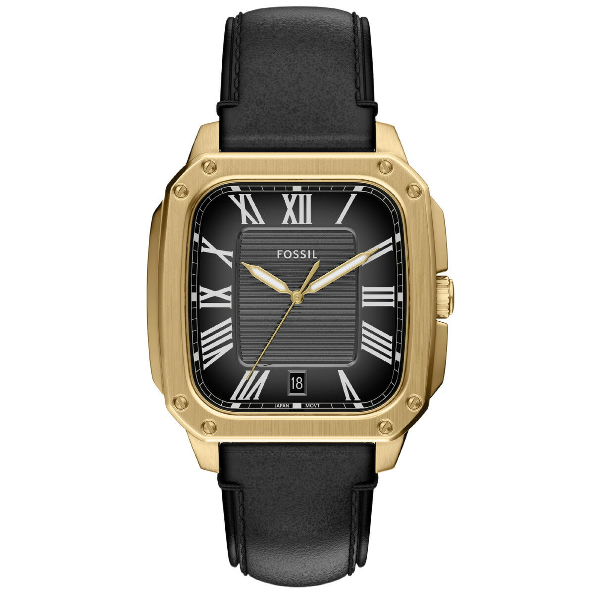 フォッシル FOSSIL 腕時計 メンズ CROSBY 三針 ブラック レザーウォッチ FS6151