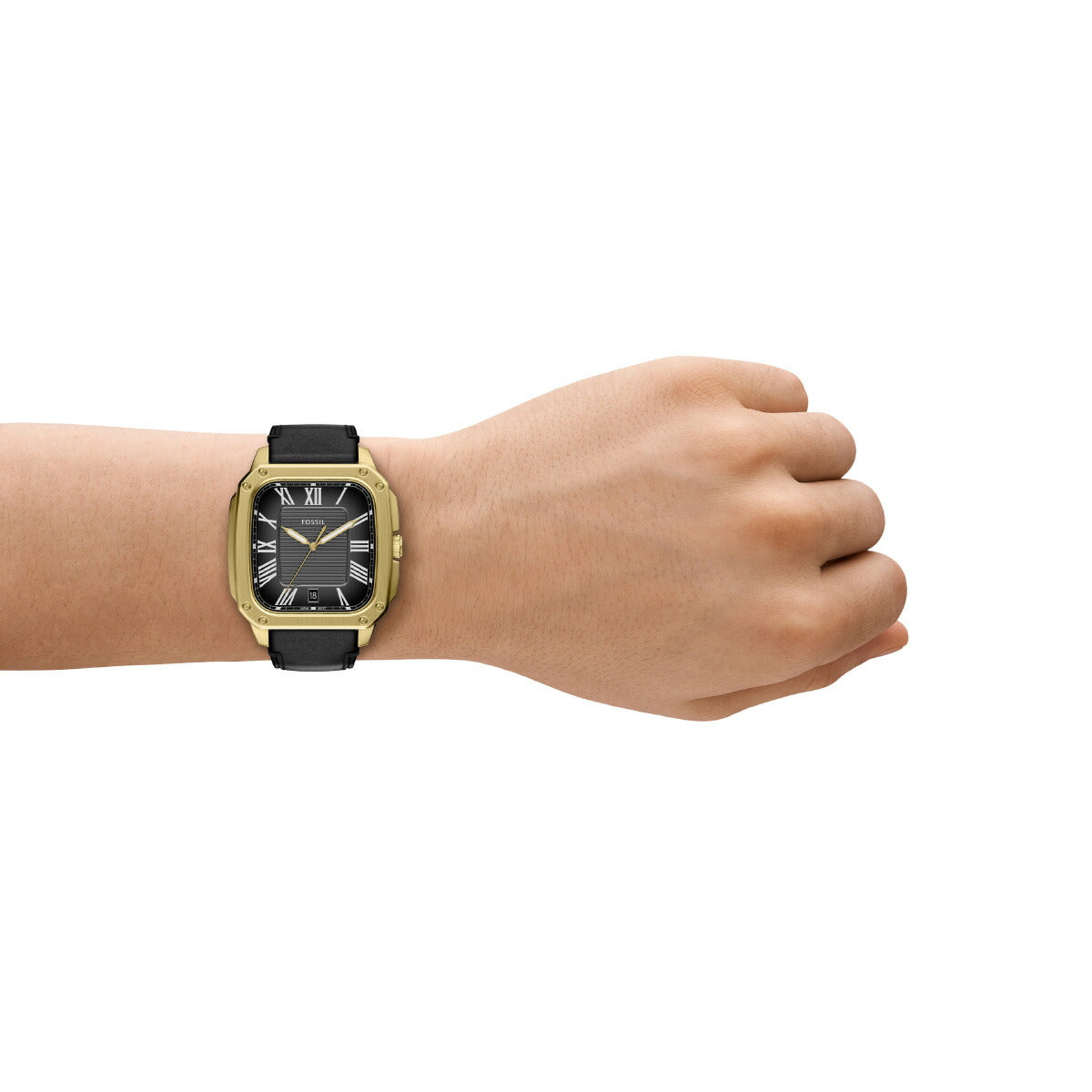 フォッシル FOSSIL 腕時計 メンズ CROSBY 三針 ブラック レザーウォッチ FS6151
