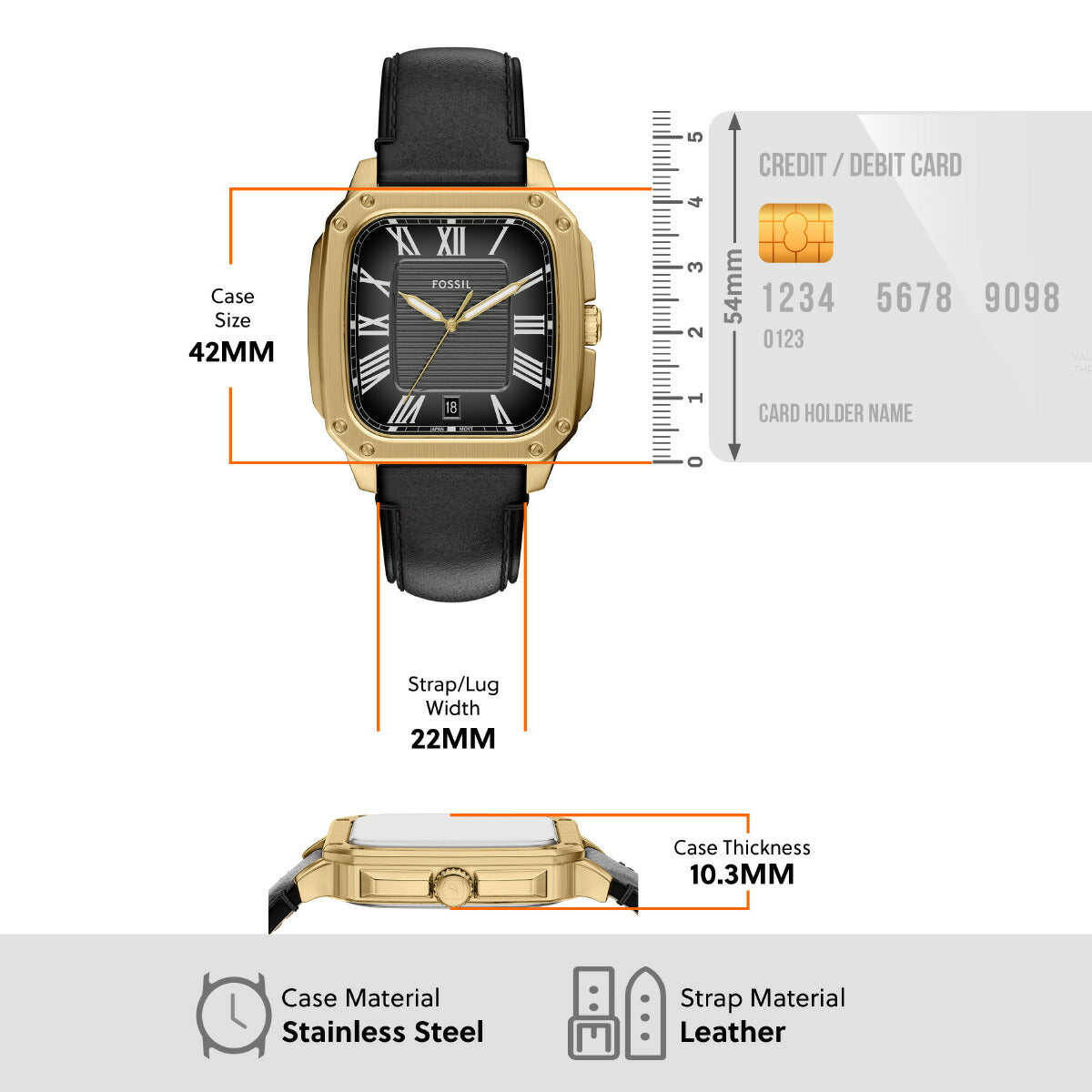 フォッシル FOSSIL 腕時計 メンズ CROSBY 三針 ブラック レザーウォッチ FS6151