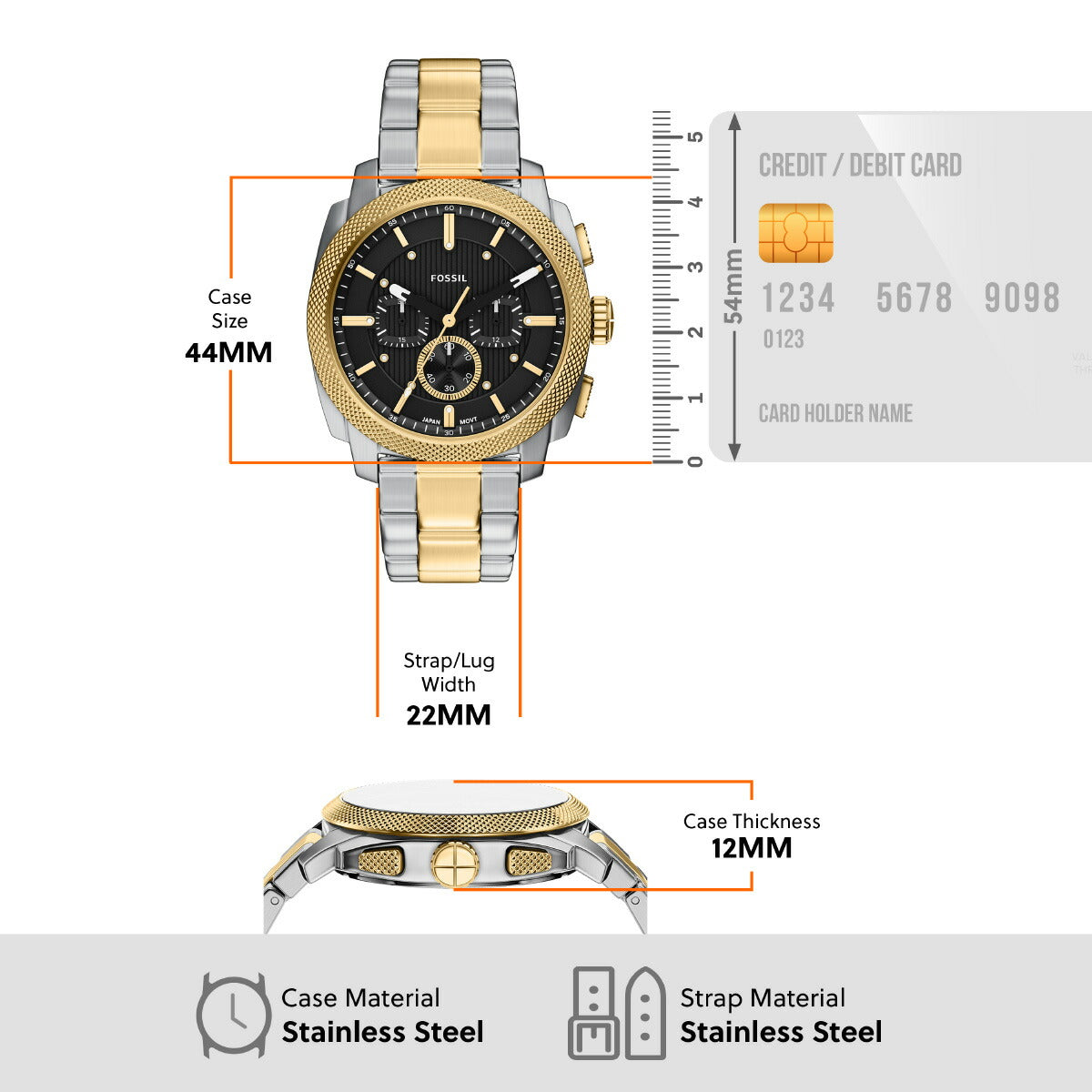 フォッシル FOSSIL 腕時計 メンズ MACHINE クロノグラフ ツートーン ステンレススチール FS6159【2026 新作】