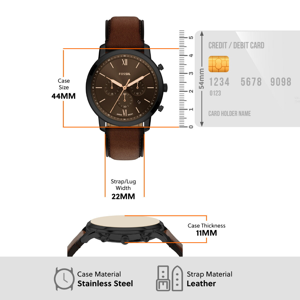 フォッシル FOSSIL 腕時計 メンズ NEUTRA クロノグラフ ブラウンレザー FS6163【2026 新作】