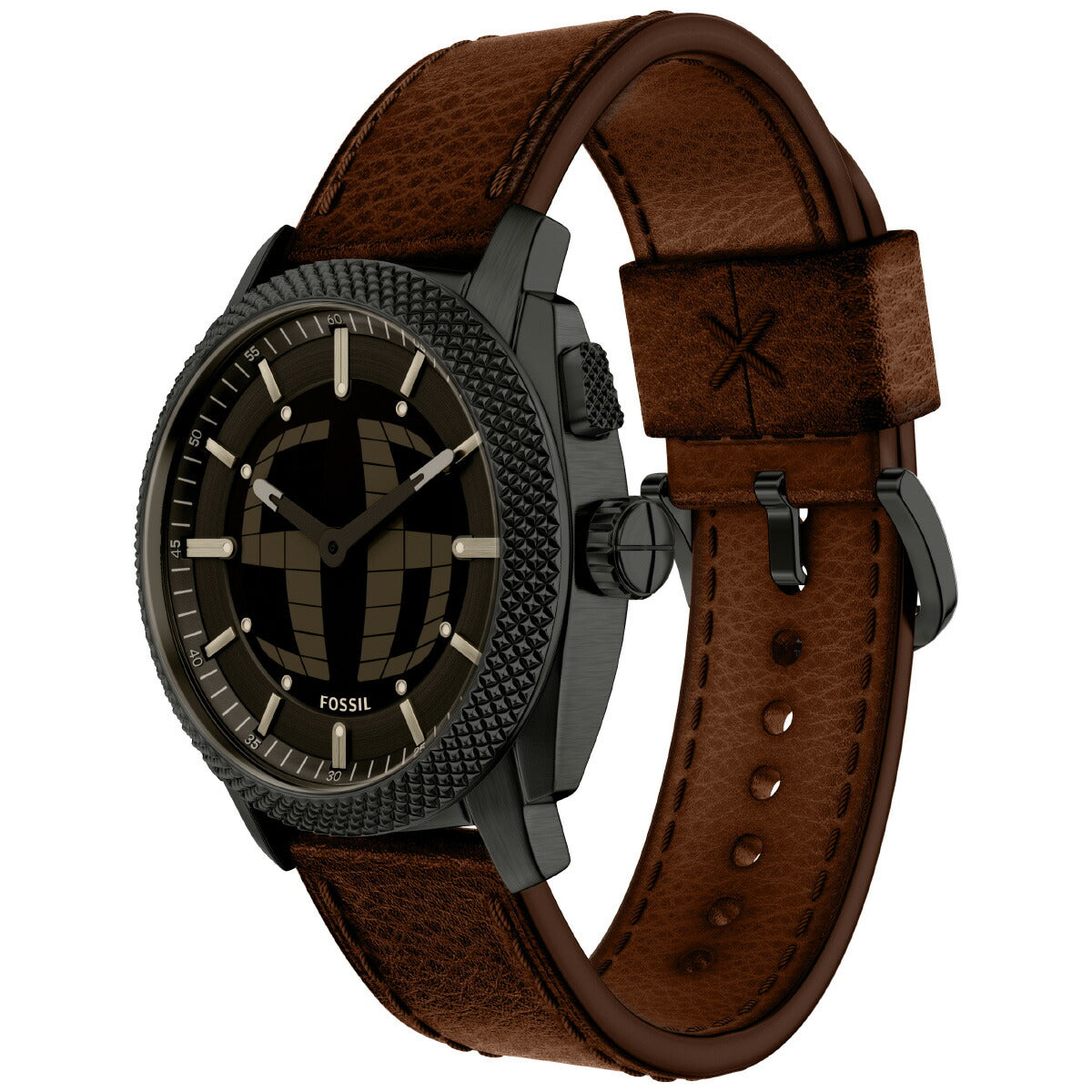 フォッシル FOSSIL 腕時計 アナデジ メンズ MACHINE BIG TIC 41mm ブラウン レザー FS6165【2026 新作】