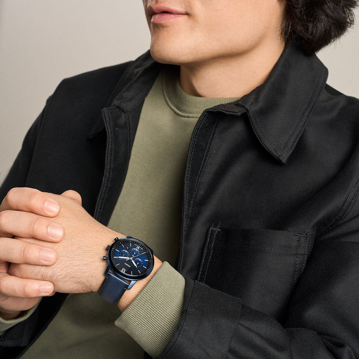 フォッシル FOSSIL 腕時計 メンズ NEUTRA クロノグラフ ネイビー レザーウォッチ FS6168【2026 新作】