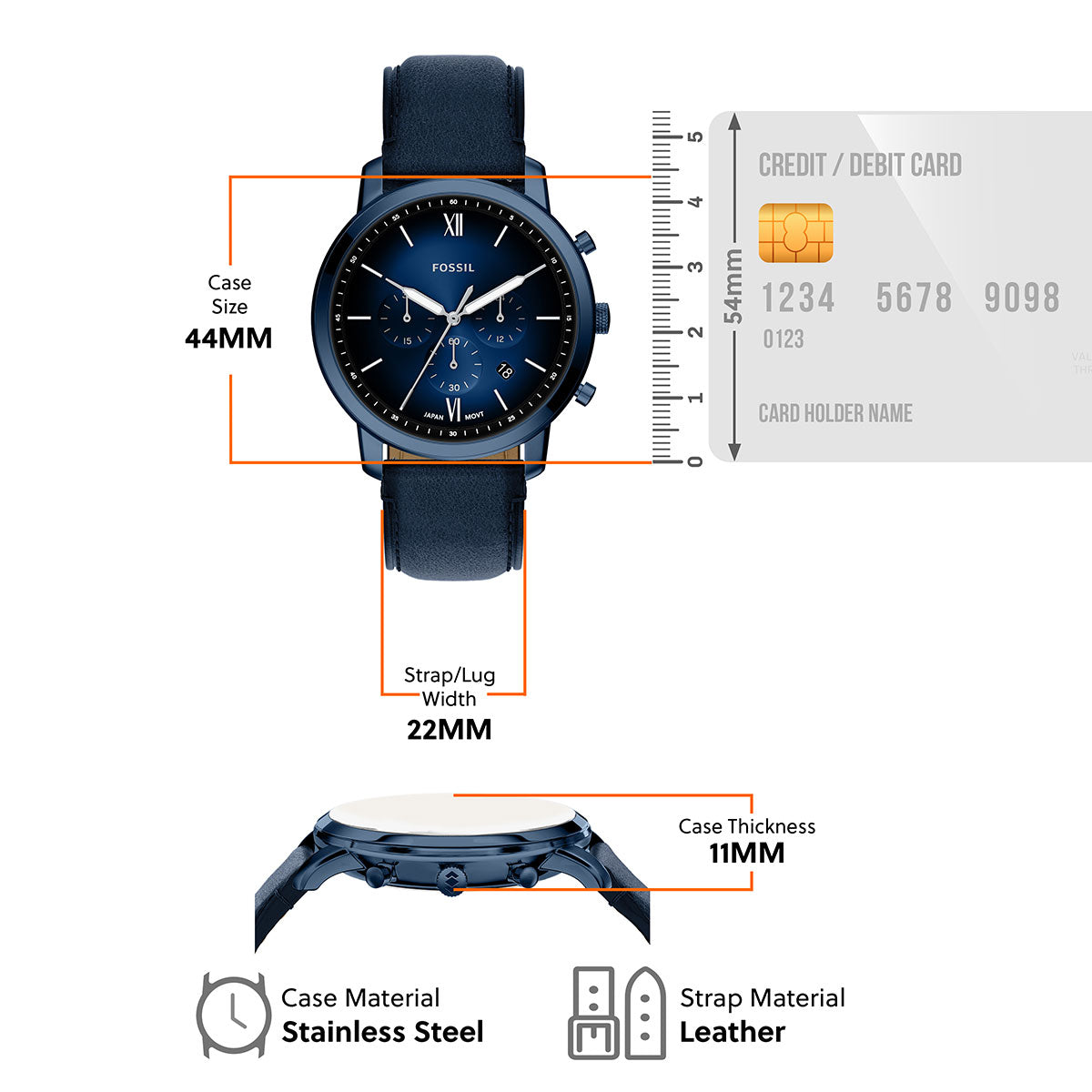 フォッシル FOSSIL 腕時計 メンズ NEUTRA クロノグラフ ネイビー レザーウォッチ FS6168【2026 新作】