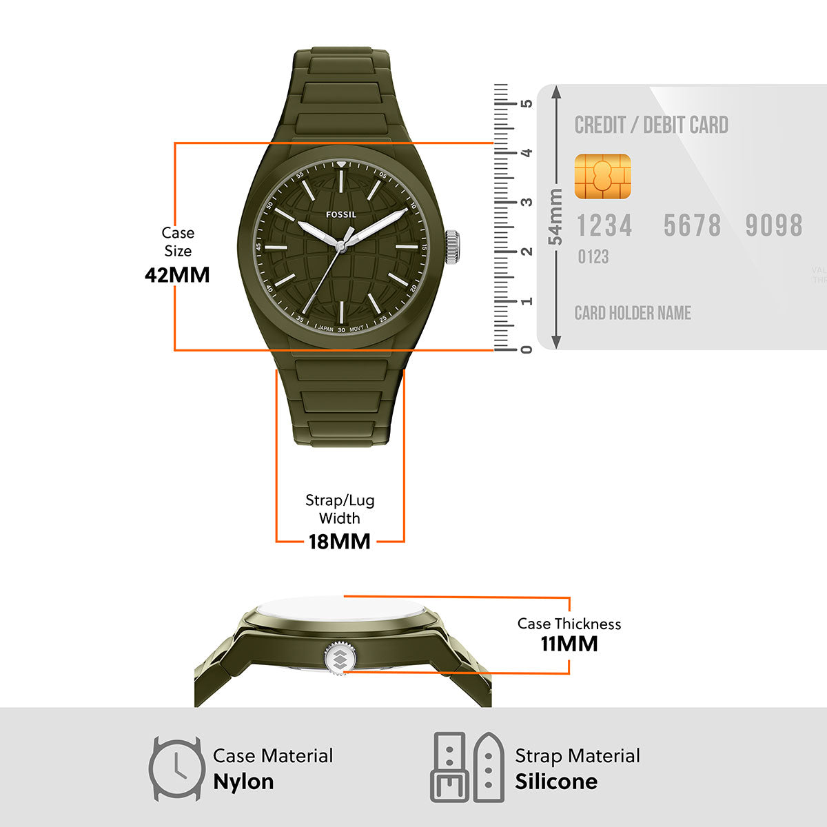 フォッシル FOSSIL 腕時計 メンズ EVERETT アナログ オリーブ シリコンウォッチ FS6178【2026新作】