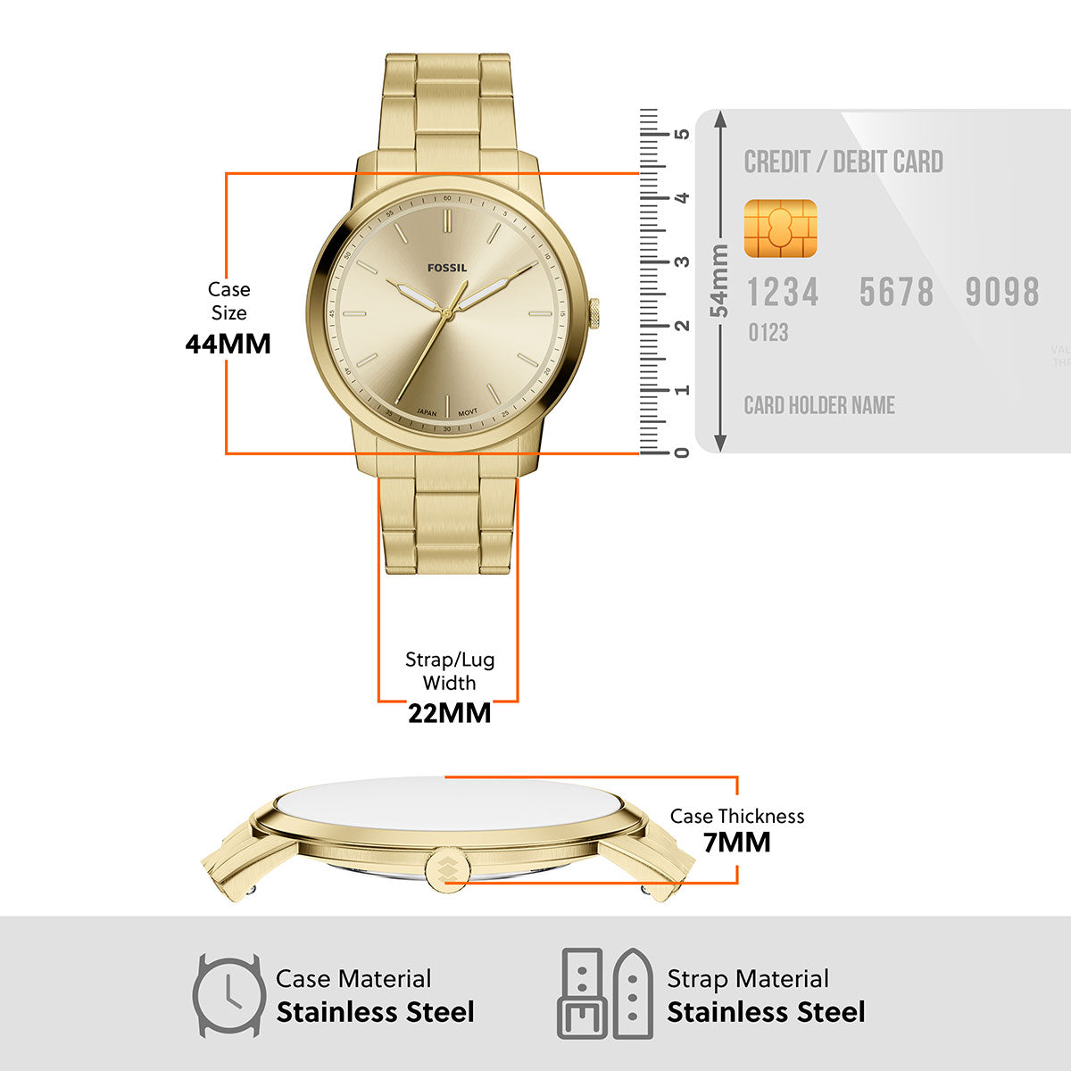フォッシル FOSSIL 腕時計 メンズ MINIMALIST アナログ ゴールドトーン ステンレススチールウォッチ FS6181【2026新作】