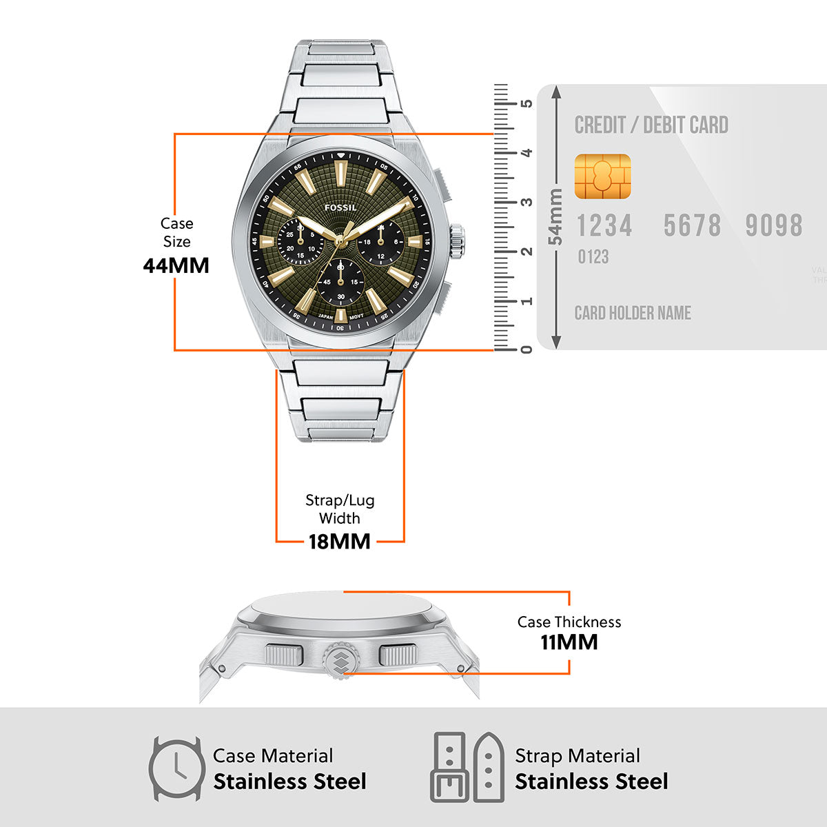 フォッシル FOSSIL 腕時計 メンズ EVERETT クロノグラフ アナログ ステンレススチールウォッチ FS6183【2026新作】