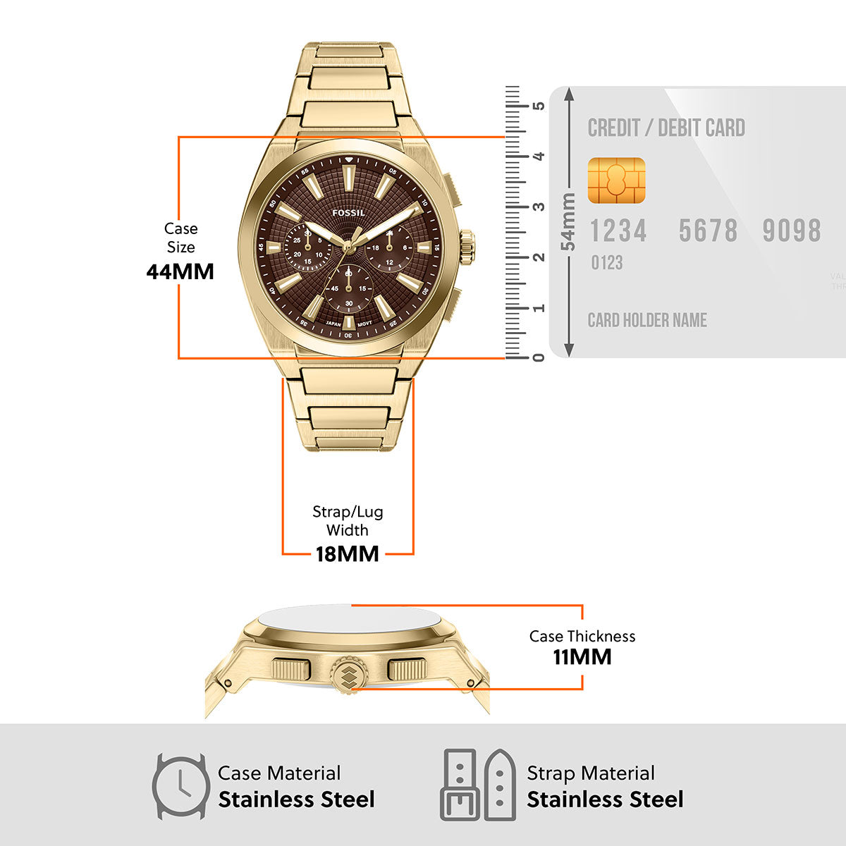 フォッシル FOSSIL 腕時計 メンズ EVERETT クロノグラフ アナログ ゴールドトーン ステンレススチールウォッチ FS6184【2026新作】
