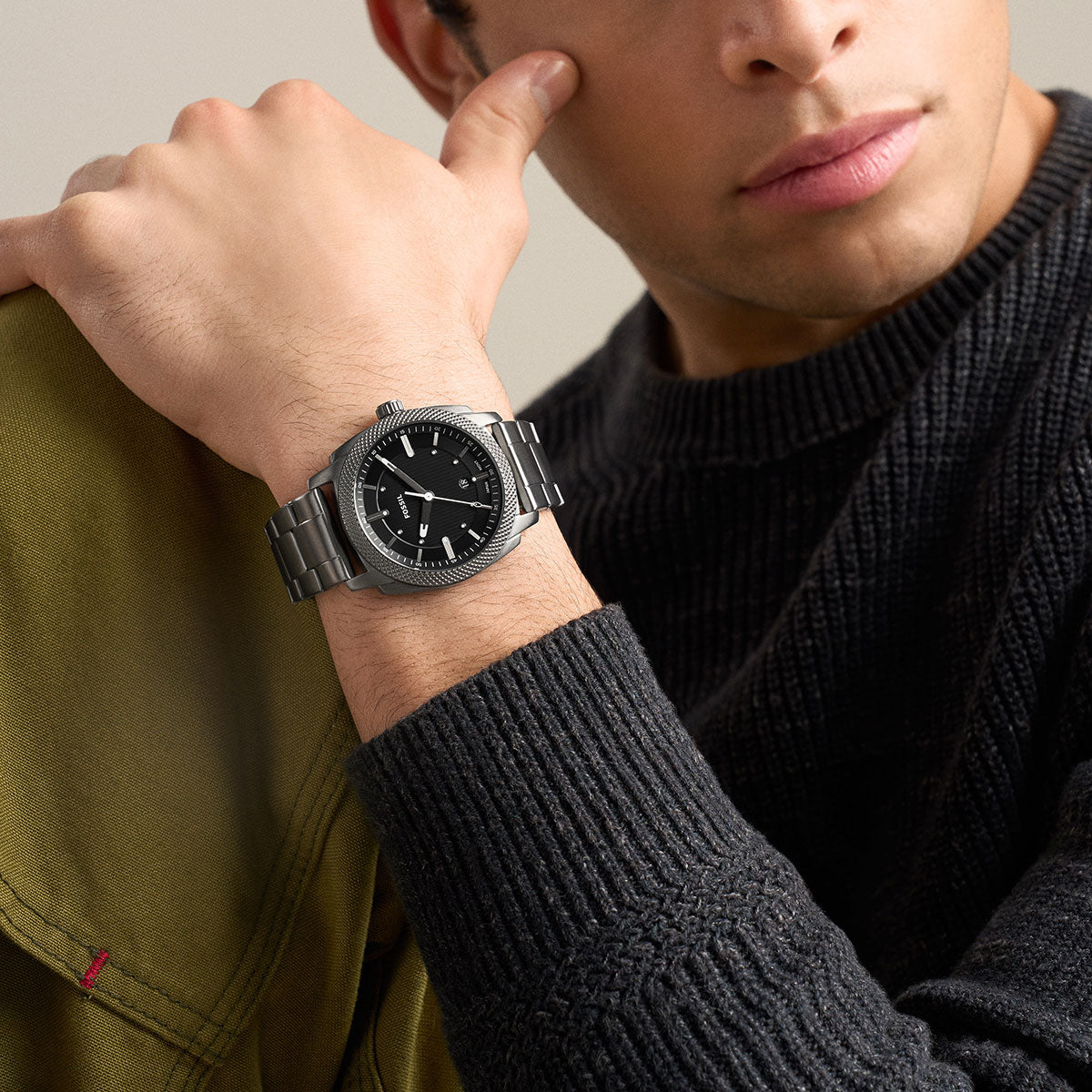 フォッシル FOSSIL 腕時計 メンズ MACHINE デイト アナログ スモーク ステンレススチールウォッチ FS6185【2026新作】