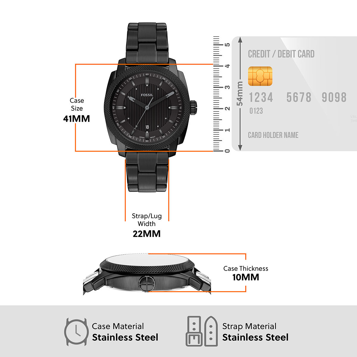 フォッシル FOSSIL 腕時計 メンズ MACHINE デイト アナログ ブラック ステンレススチールウォッチ FS6186【2026新作】