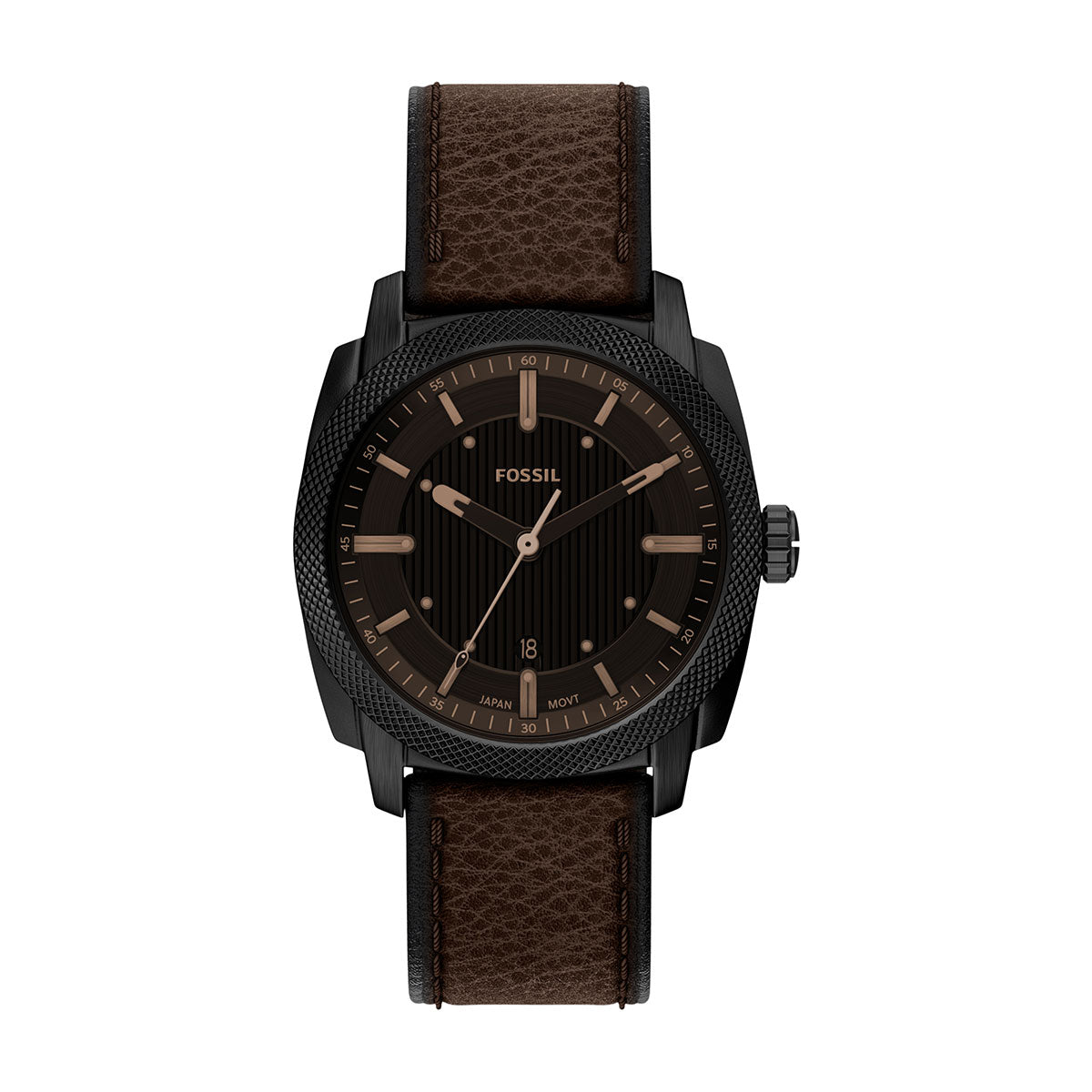 フォッシル FOSSIL 腕時計 メンズ MACHINE デイト アナログ ブラウンレザーウォッチ FS6187【2026新作】