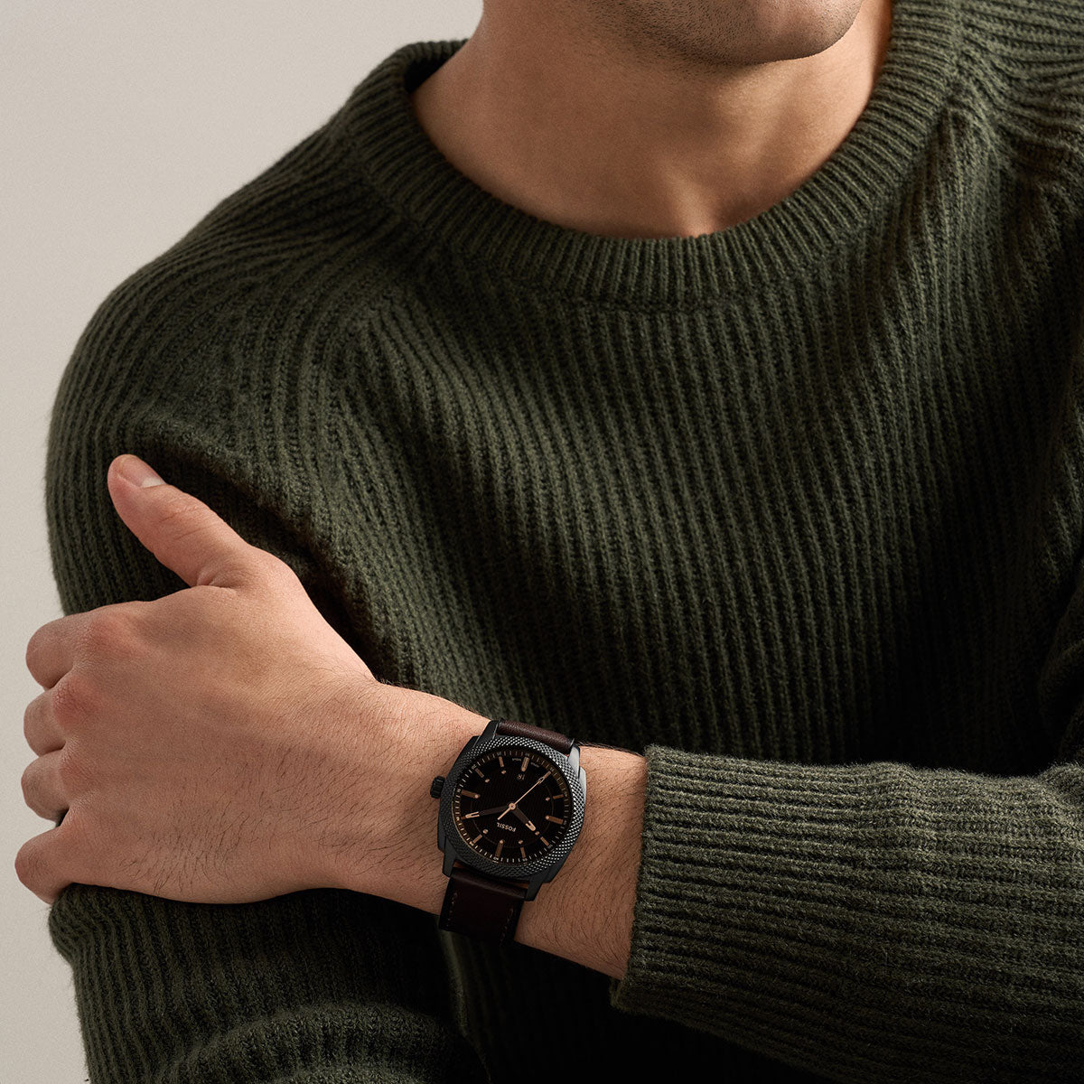 フォッシル FOSSIL 腕時計 メンズ MACHINE デイト アナログ ブラウンレザーウォッチ FS6187【2026新作】