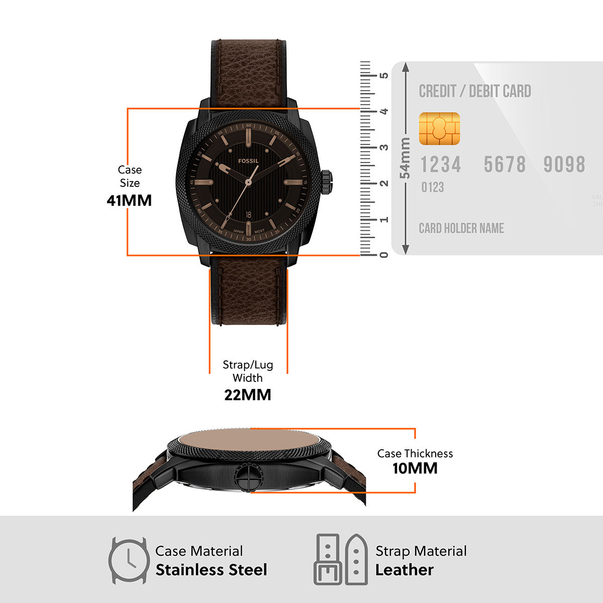フォッシル FOSSIL 腕時計 メンズ MACHINE デイト アナログ ブラウンレザーウォッチ FS6187【2026新作】