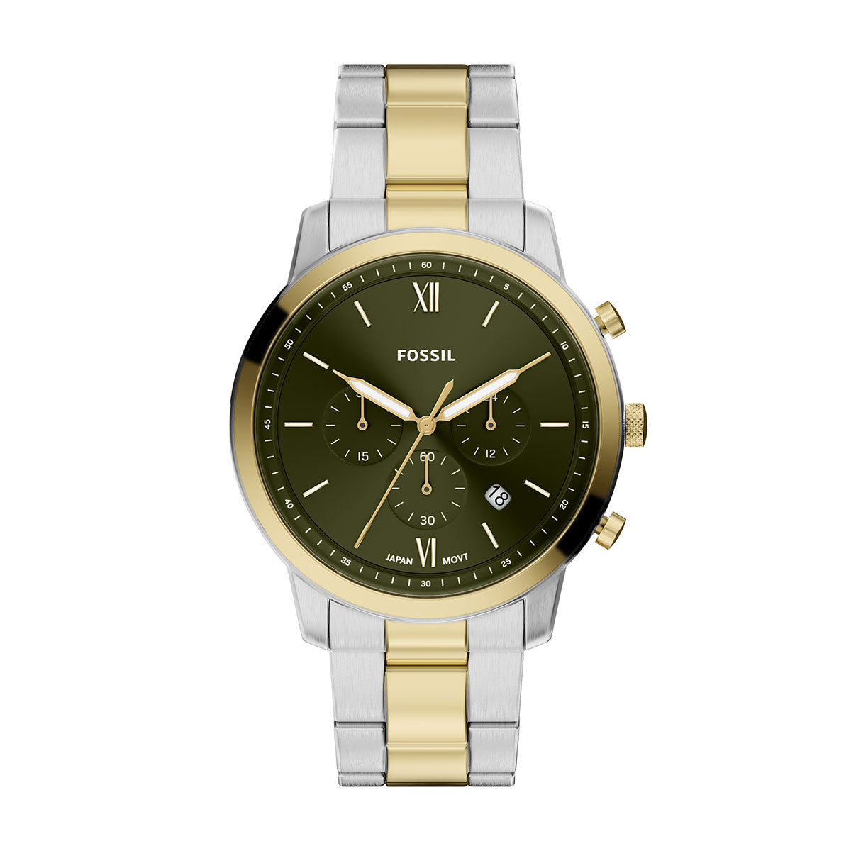 フォッシル FOSSIL 腕時計 メンズ NEUTRA クロノグラフ アナログ ツートーン ステンレススチールウォッチ FS6189【2026新作】