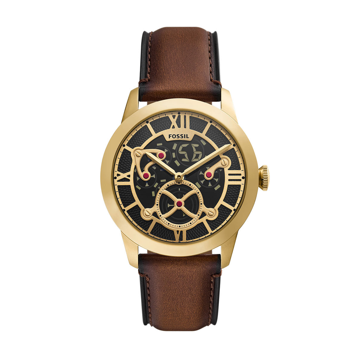 フォッシル FOSSIL 腕時計 メンズ TOWNSMAN アニメーション デジアナ ブラウン レザーウォッチ FS6190【2026新作】